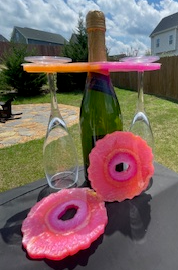 Wine glass holder and coasters